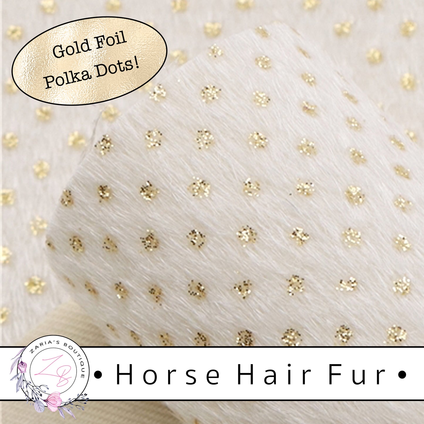 SALE ⋅ Horse Hair Fur ⋅ Gold Foil Polka Dots ⋅ Vegan ⋅  8 Colours ⋅