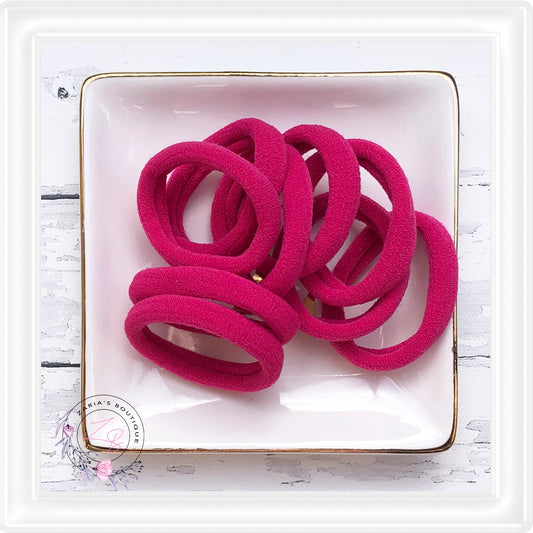 10 Nylon Ponytail Hair Bands ~ Hot Pink