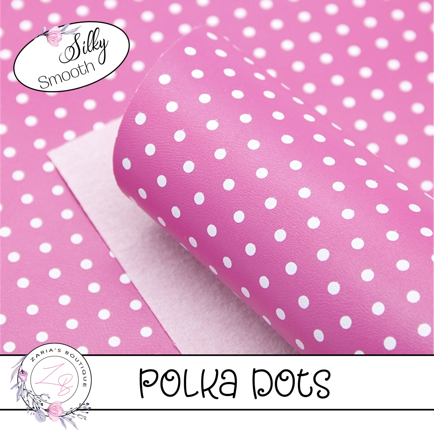 ⋅ Hot Pink & White Polka Dots ⋅ Smooth Vegan Faux Leather