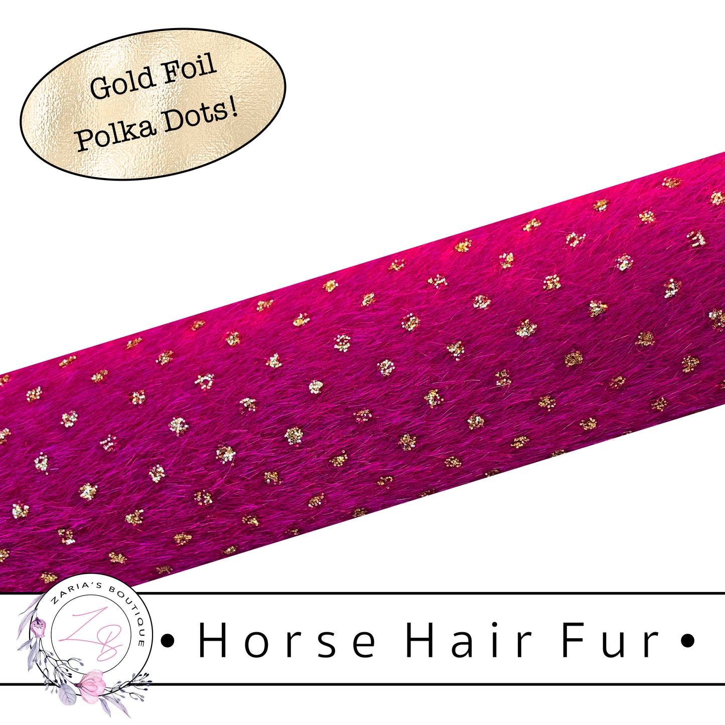 ⋅ Horse Hair Fur ⋅ Gold Foil Polka Dots ⋅ Vegan ⋅  8 Colours ⋅