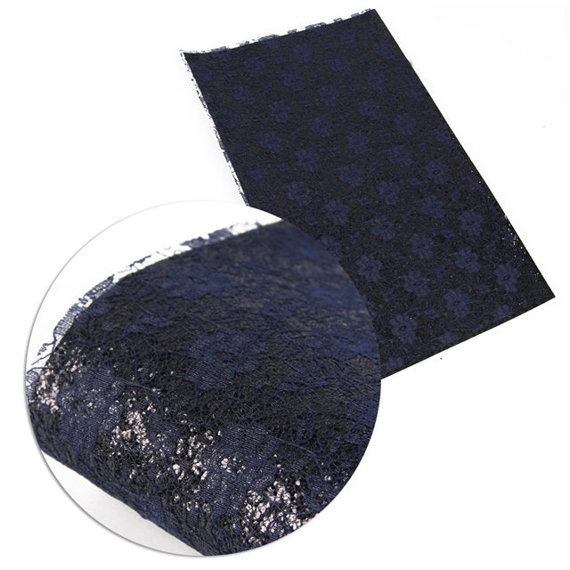 Black Textured Lace - Faux Leather Craft Fabric Sheets