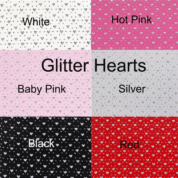 Hot Pink PATENT Faux Leather GLITTER Hearts ~ 6 colours!