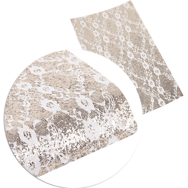 Champagne Gold Lace ~ Faux Leather Craft Sheets