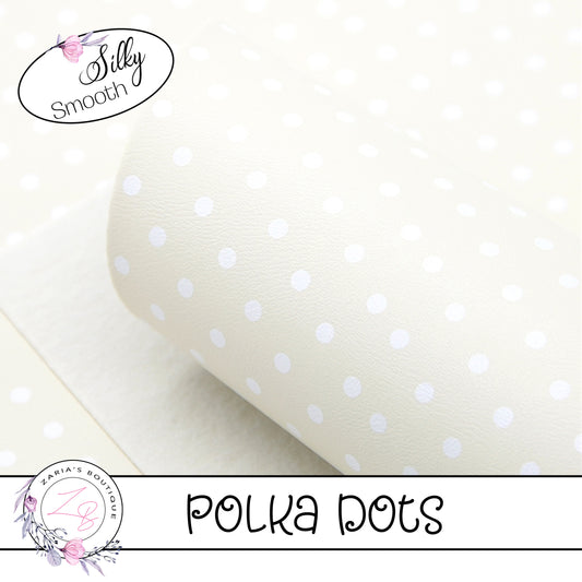 ⋅ Ivory & White Polka Dots ⋅ Smooth Vegan Faux Leather