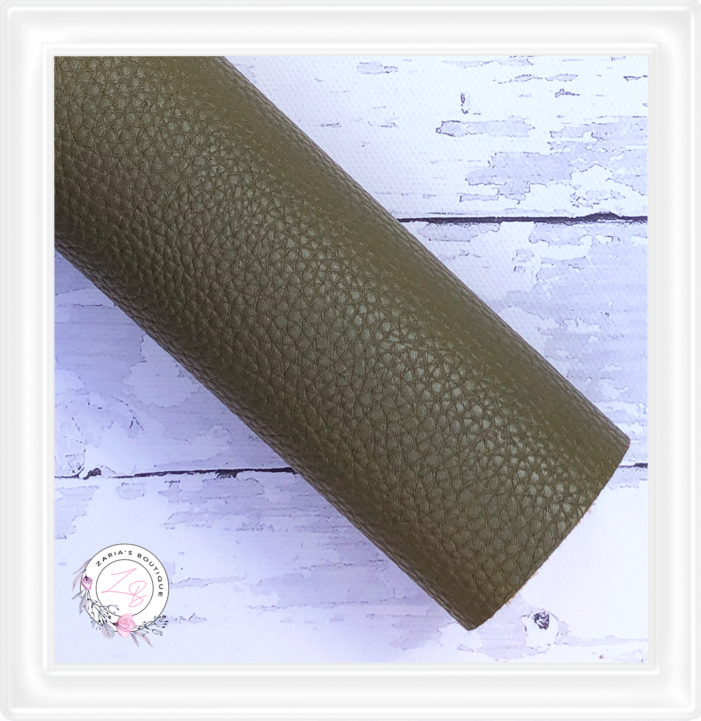 ∙ Plain Premium Vegan Litchi Faux Leather  ∙  Army Green  ∙