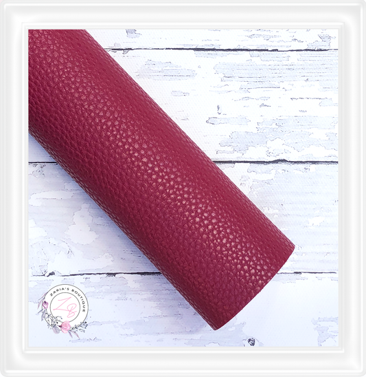 ∙ Plain Premium Vegan Litchi Faux Leather  ∙  Burgundy  ∙