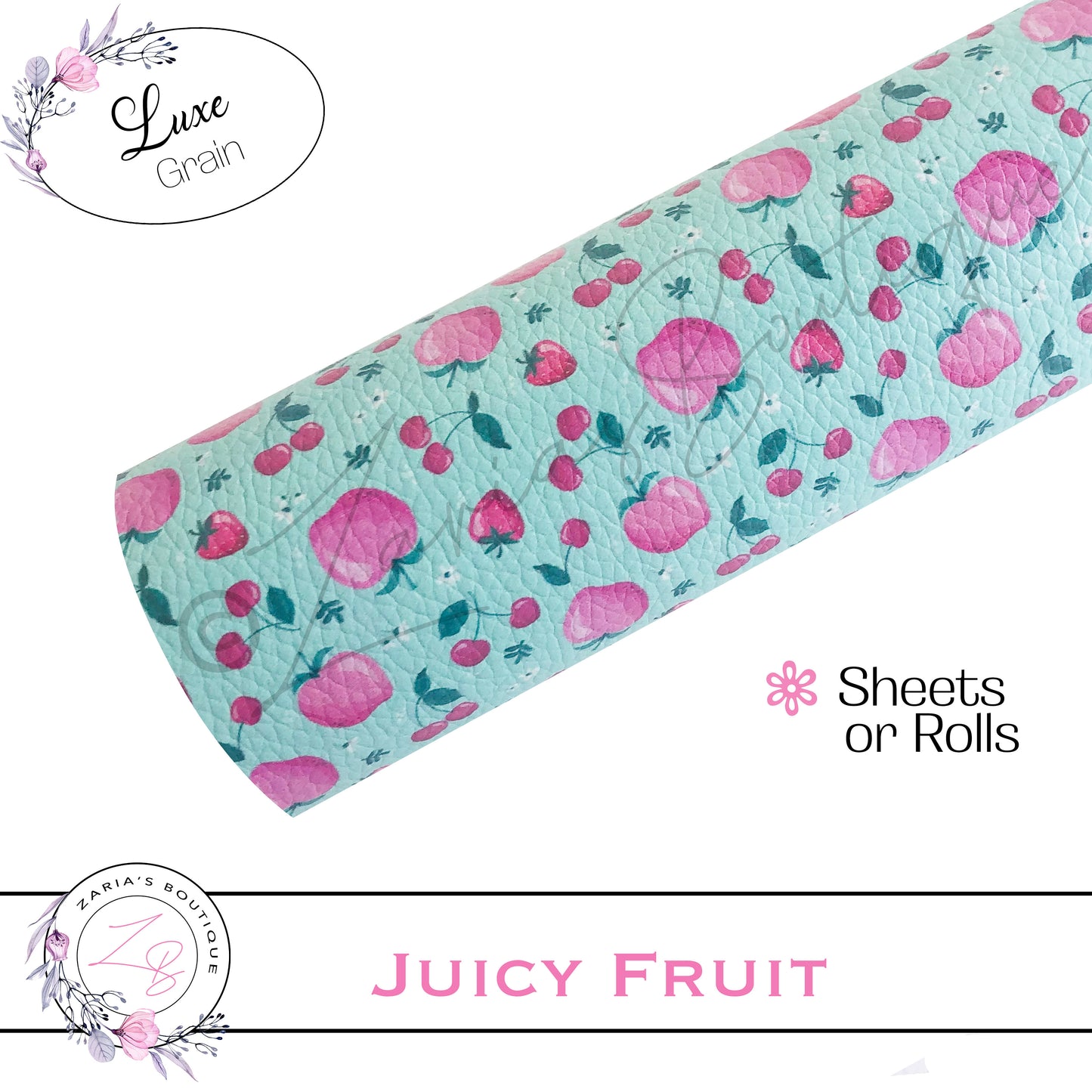 ⋅ Juicy Fruit ⋅ Berries & Apples ⋅ Vegan Faux Leather ⋅ Single Sheets Or Rolls! ⋅