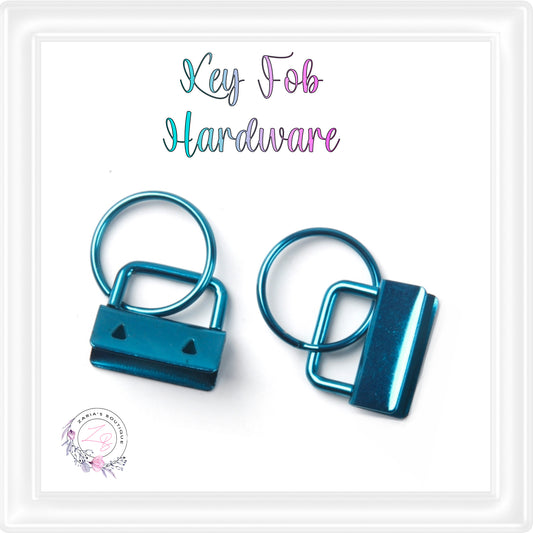 ⋅ Key Fob Keyring Clip Hardware ⋅ Metallic Blue 25mm ⋅ 5 pieces