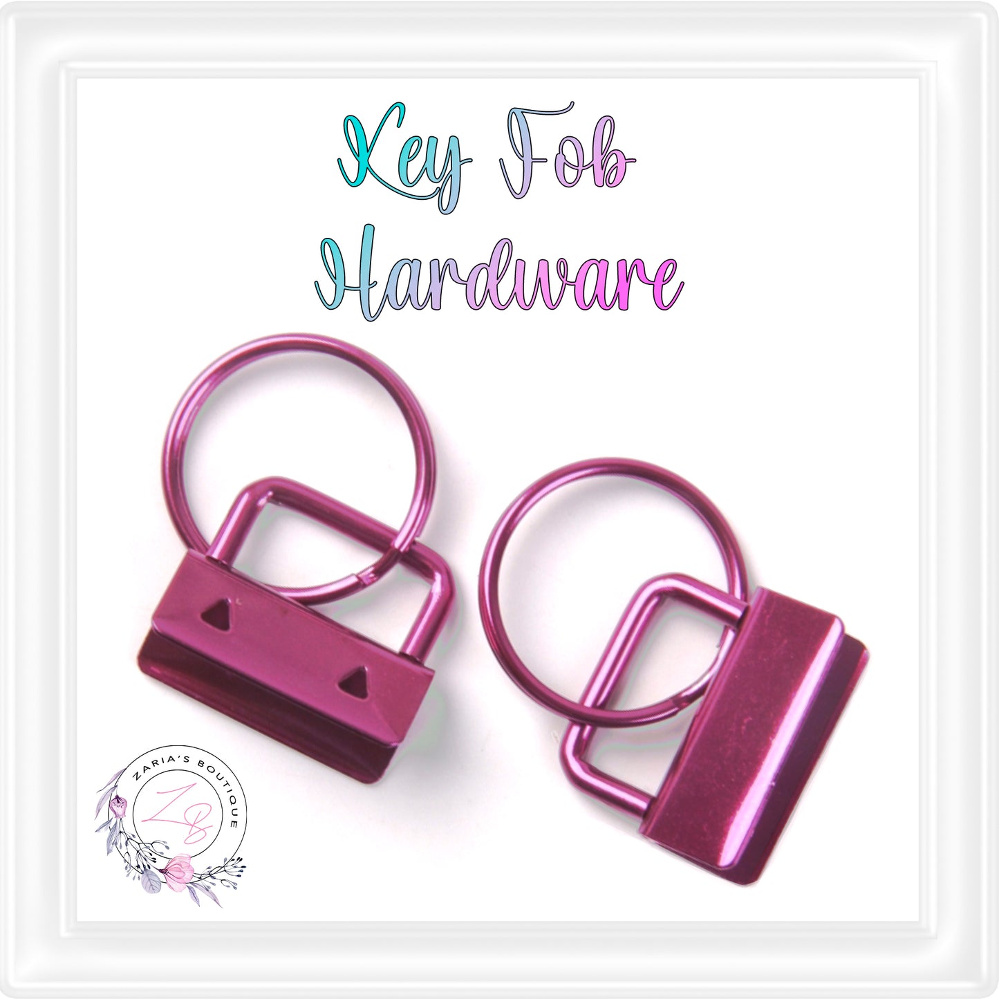 ⋅ Key Fob Keyring Clip Hardware ⋅ Metallic Pink 25mm ⋅ 5 pieces