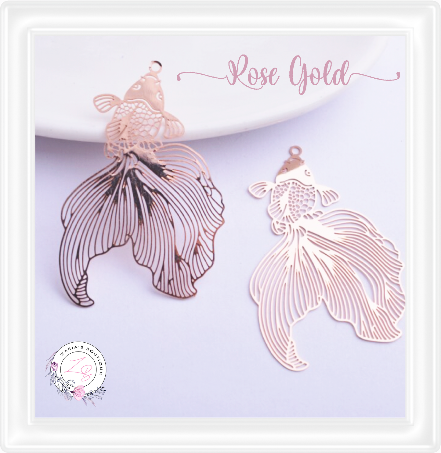 ⋅ Fantails⋅ Rose Gold Metal Earring Embellishments ⋅ 2 pieces