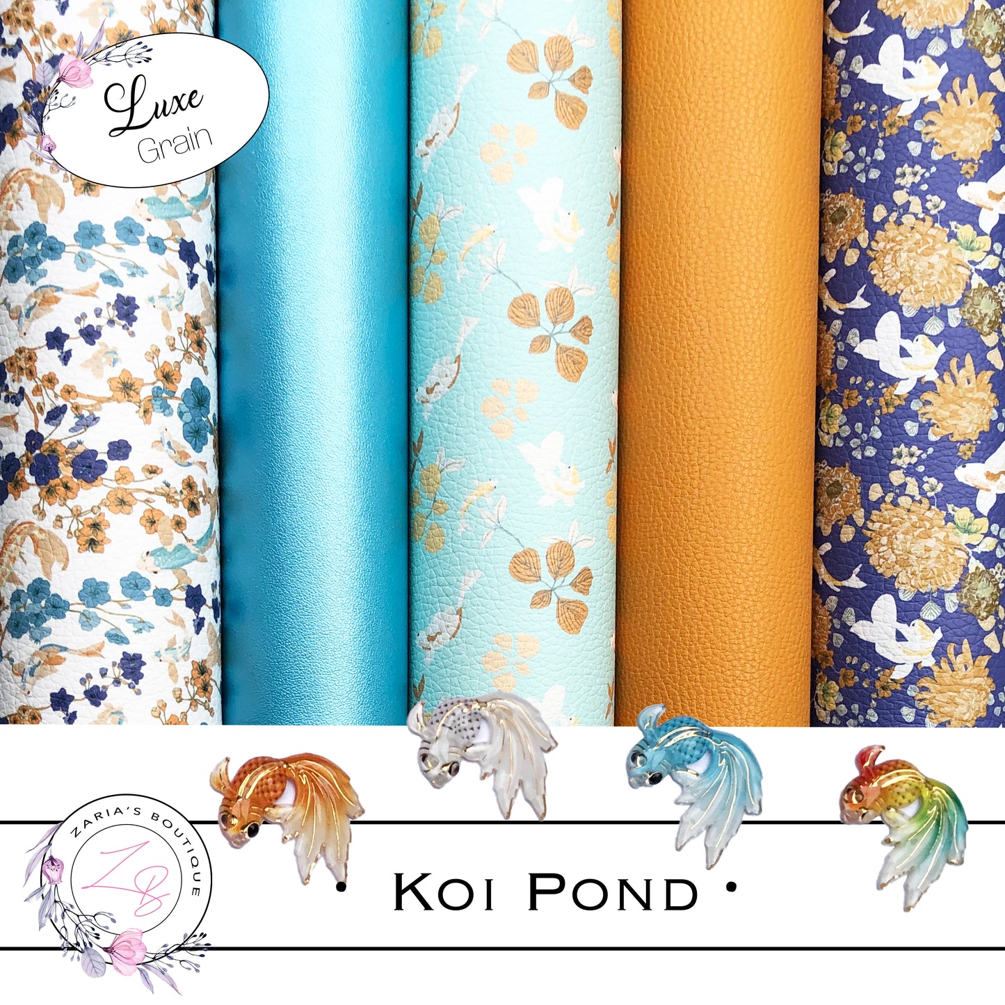 ⋅ Koi Pond ⋅ Premium Floral Vegan Faux Leather