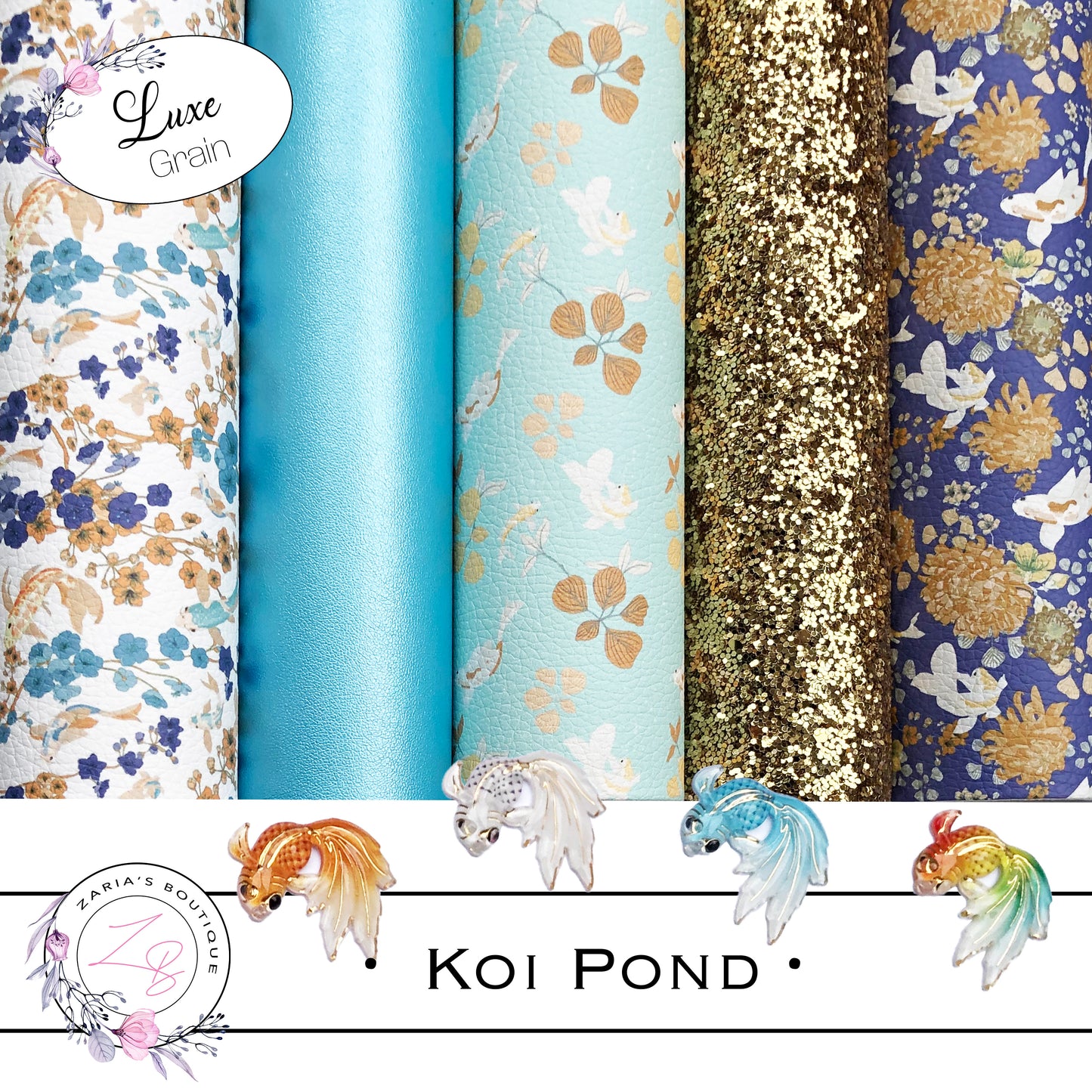 ⋅ Koi Pond ⋅ Premium Floral Vegan Faux Leather