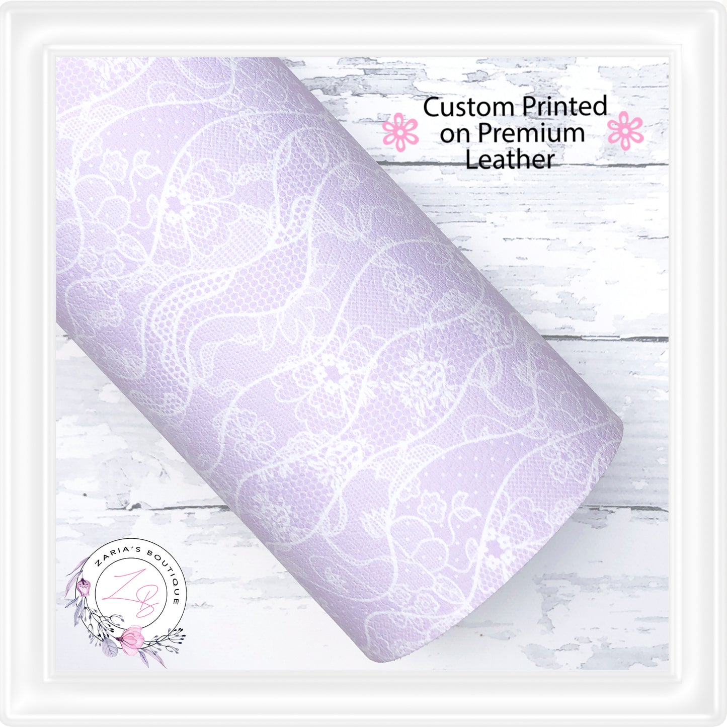 ⋅ Lilac Lace ⋅ Custom Printed Premium Vegan Faux Leather •