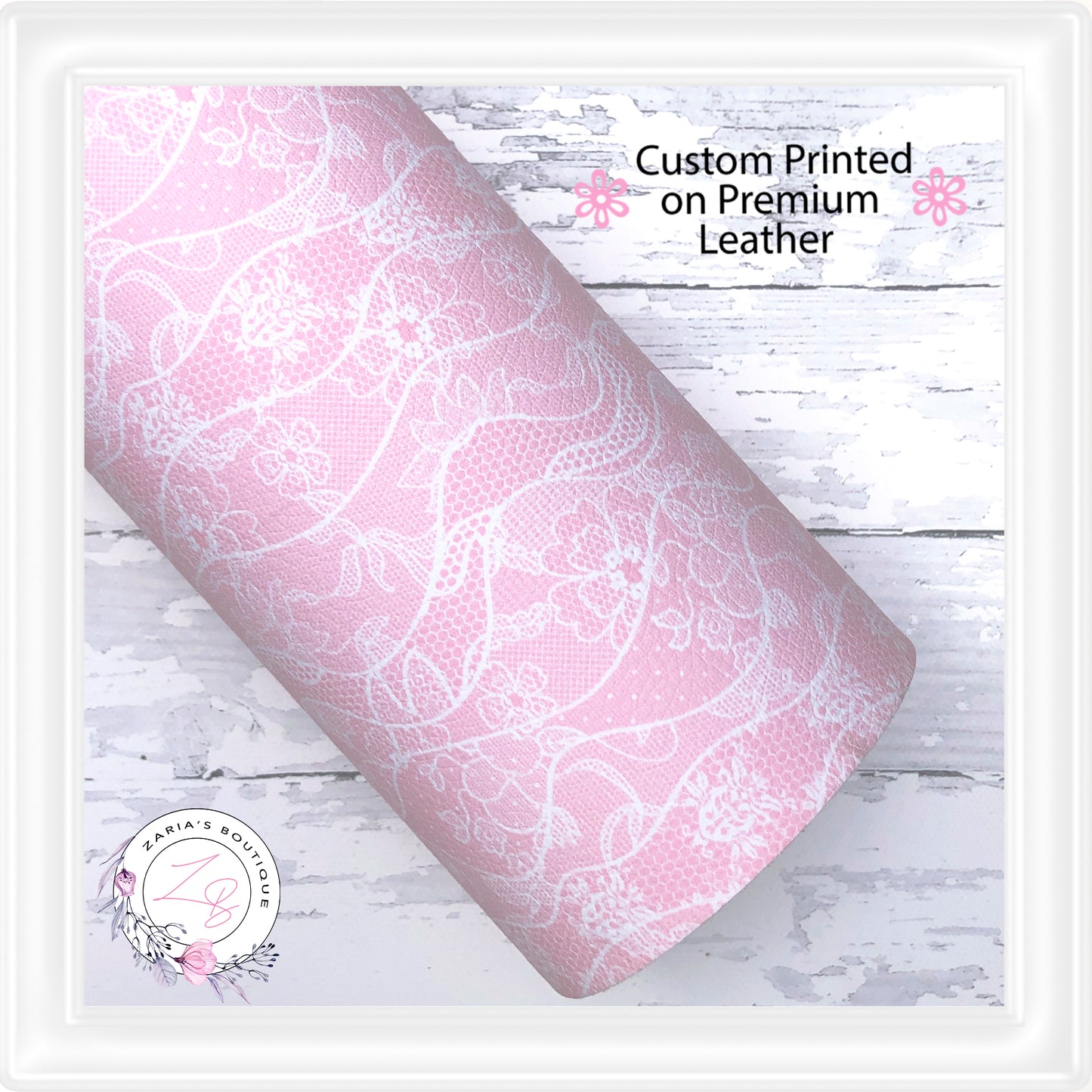⋅ Pink Lace ⋅ Custom Printed Premium Vegan Faux Leather •