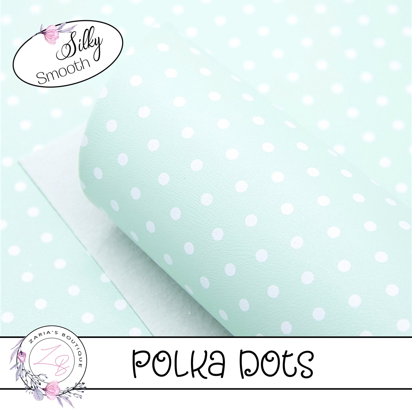 ⋅ Mint Green & White Polka Dots ⋅ Smooth Vegan Faux Leather