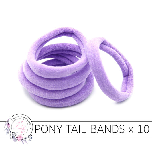 10 Nylon Ponytail Hair Bands ~ Purple