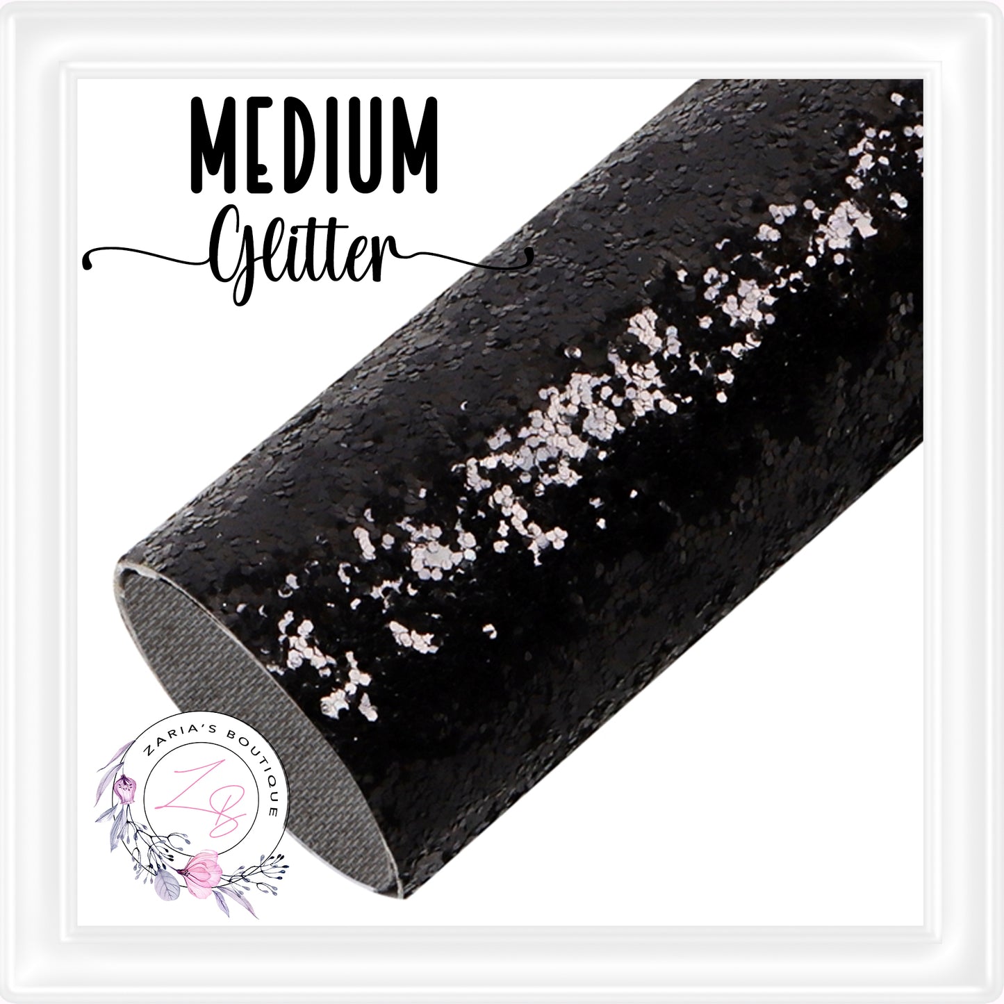 ⋅ Black ⋅ Medium Glitter Craft Fabric Sheets ⋅