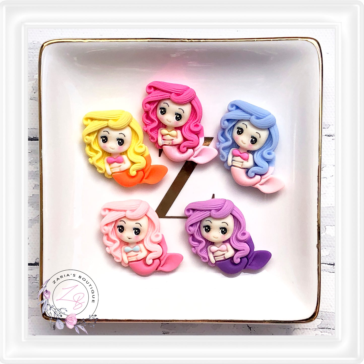⋅ Mermaid ⋅ Clay Alternative Flatback Resin Cabochon Embellishments ⋅ Pair ⋅