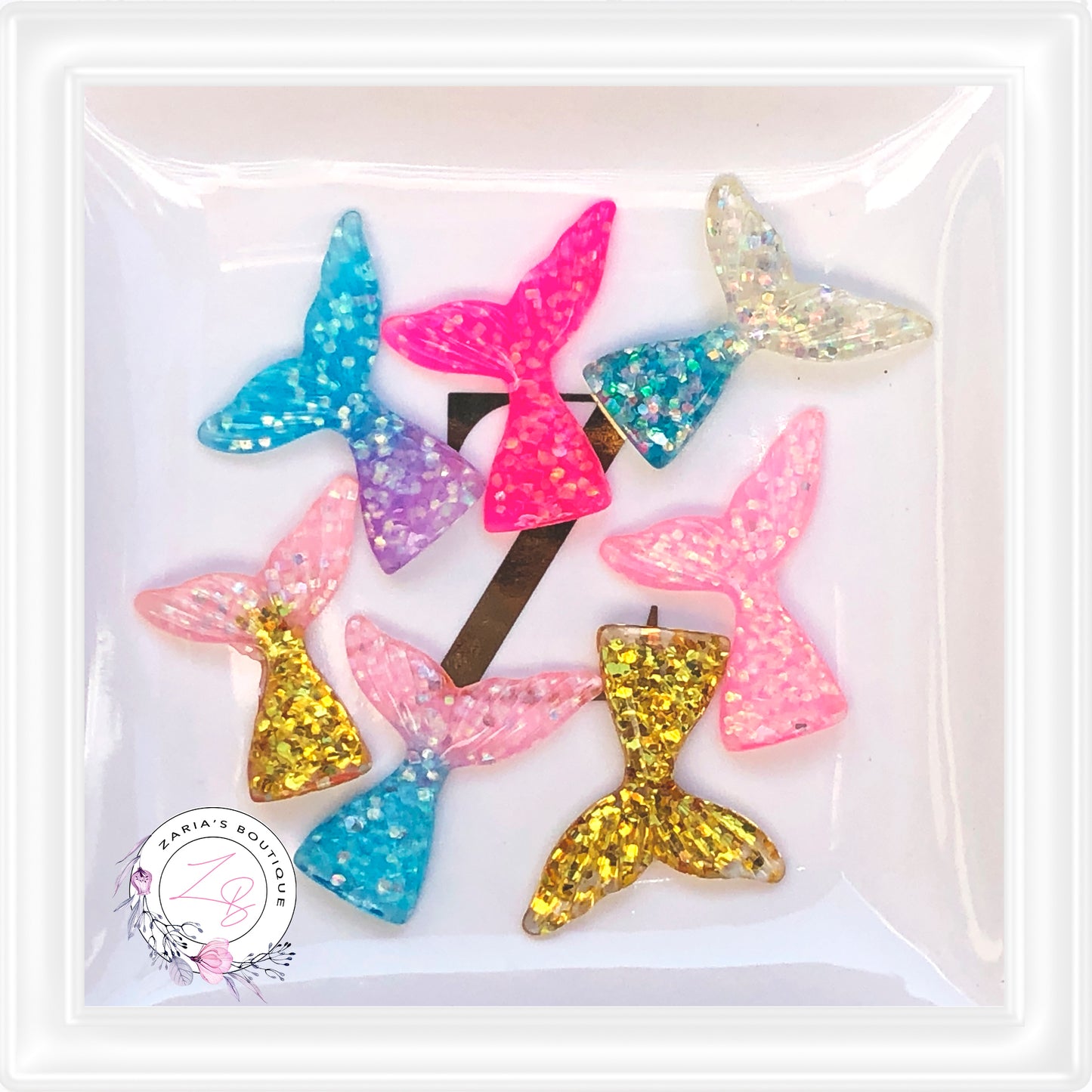 •  Mermaid Tail Resins • Bow & Hair Clip Embellishments • Pack of 2 •