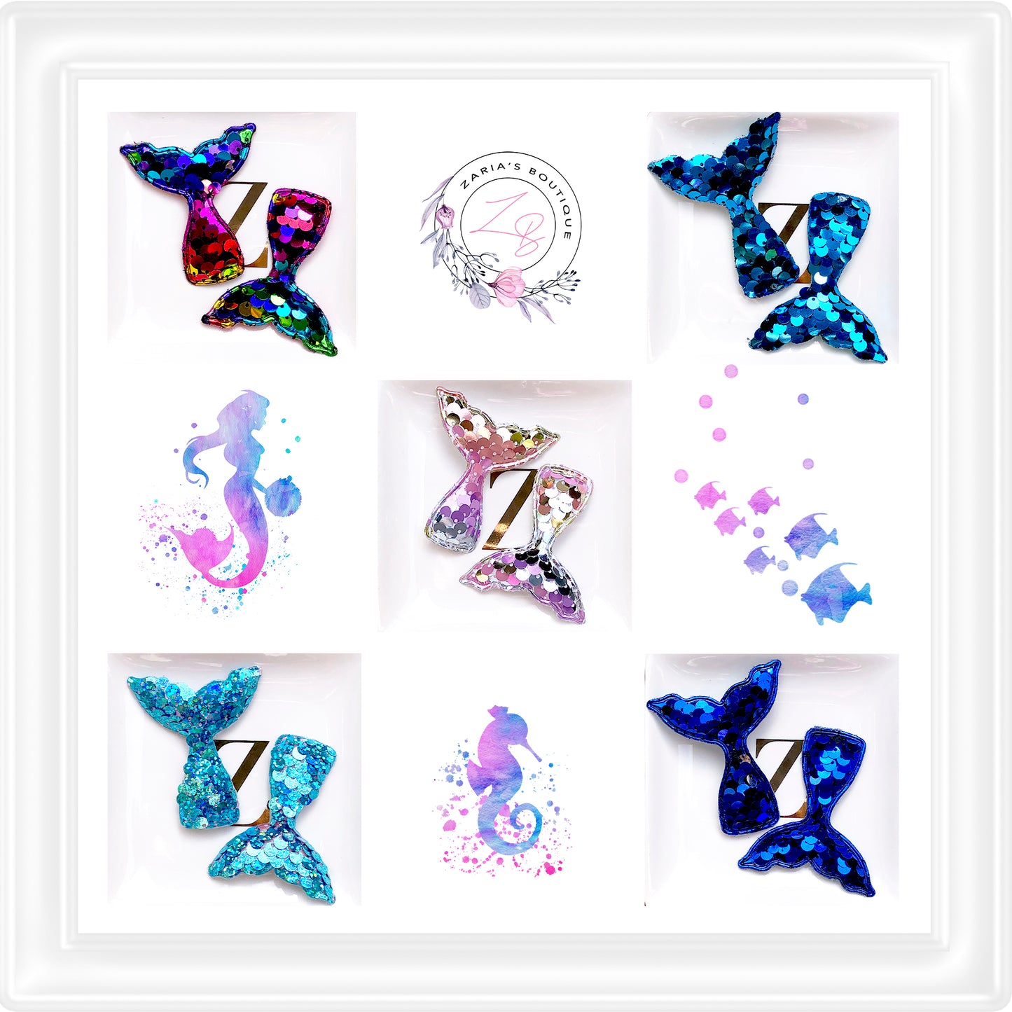 • Sequin Mermaid Tails • Applique Embellishments • 5 Colours • Per Pair •