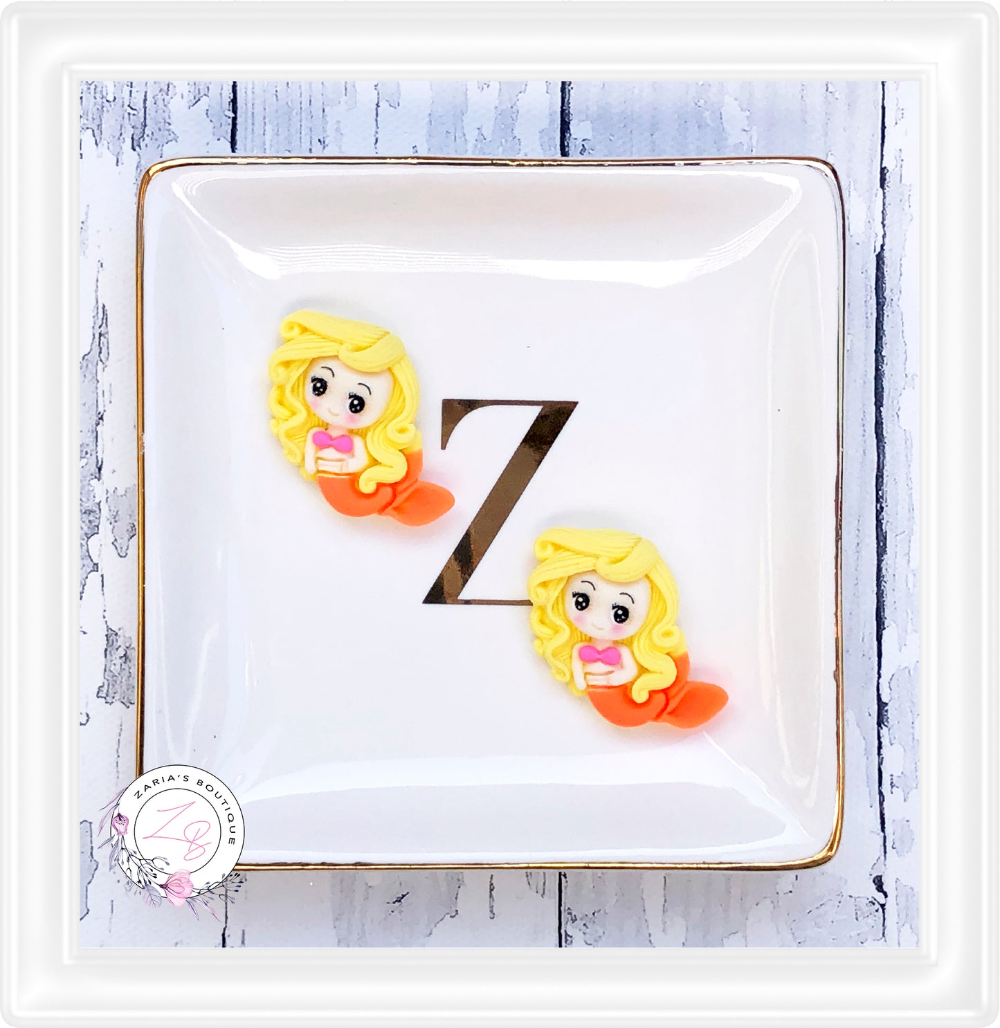 ⋅ Mermaid ⋅ Clay Alternative Flatback Resin Cabochon Embellishments ⋅ Pair ⋅