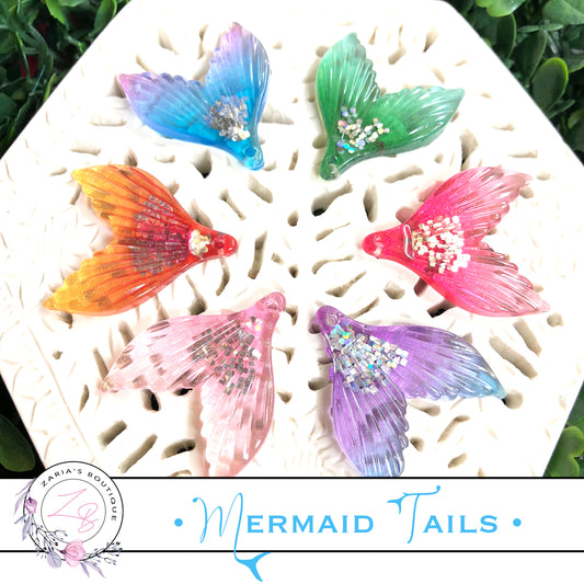 ⋅ Mermaid Tails ⋅ Glitter Resin Flatback Embellishment ⋅ x 2 pieces