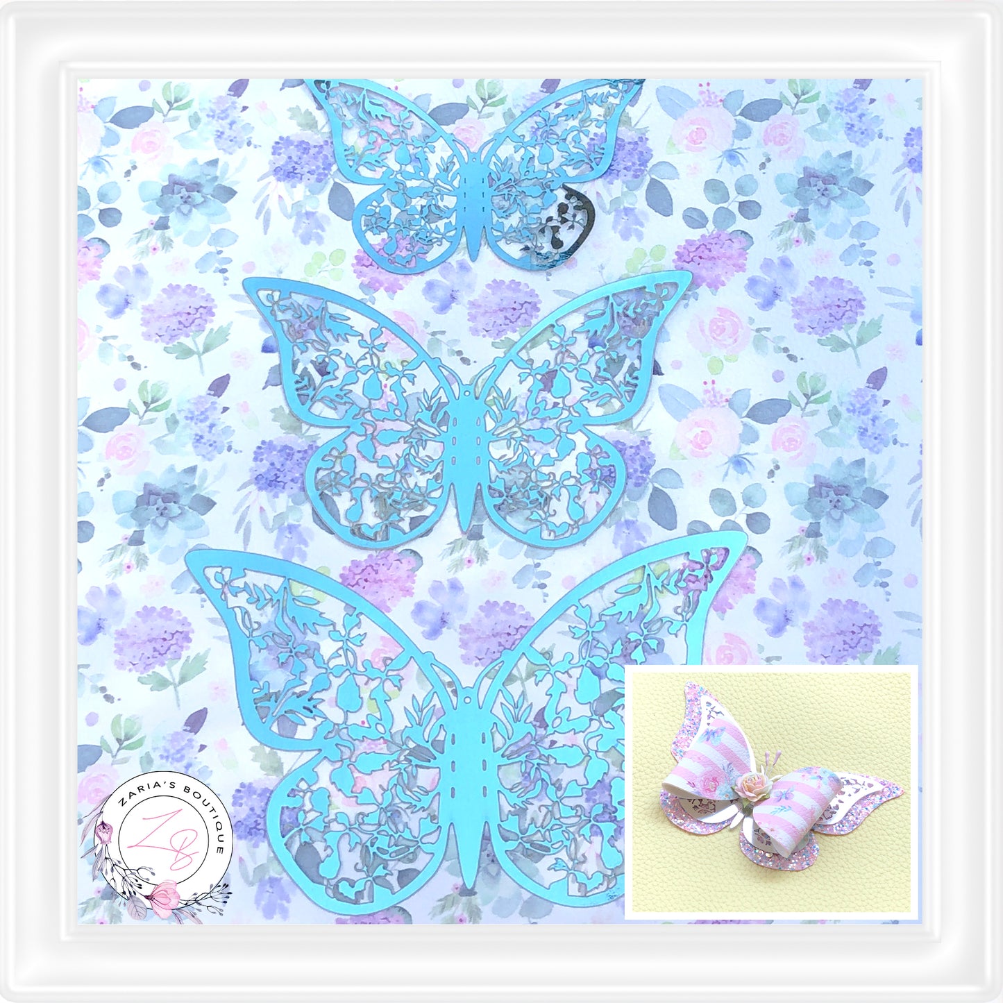 ⋅ Metallic Butterflies ⋅ Blue ⋅ 3D Bow Embellishment ⋅ Pack of 12 ⋅