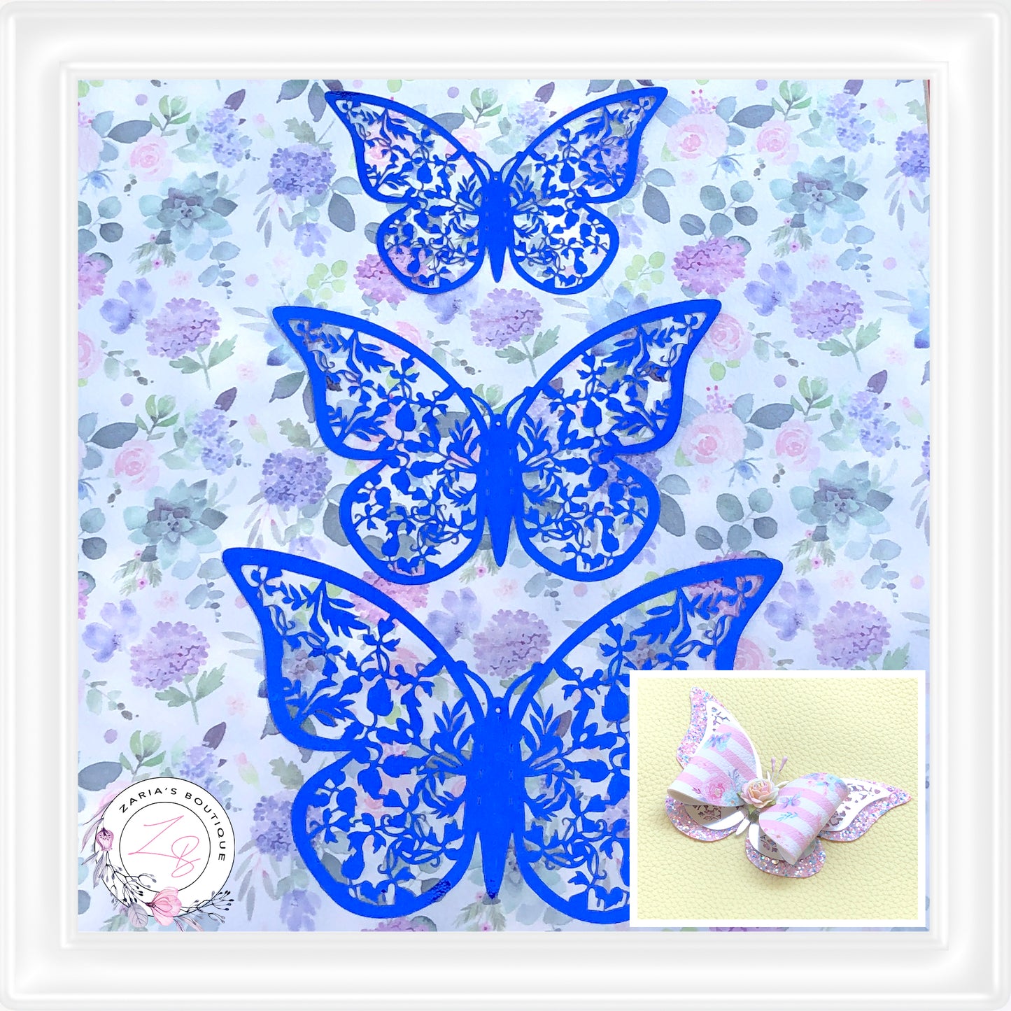 ⋅ Metallic Butterflies ⋅ Royal Blue ⋅ 3D Bow Embellishment ⋅ Pack of 12 ⋅