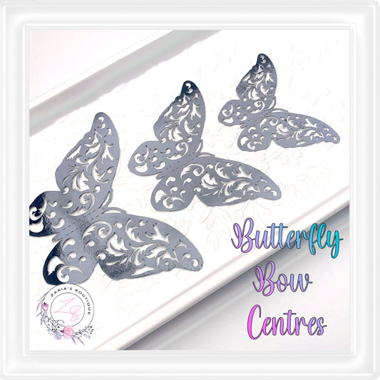⋅ Metallic Butterflies ⋅ Black ⋅ 3D Bow Embellishment ⋅ Pack of 12 ⋅