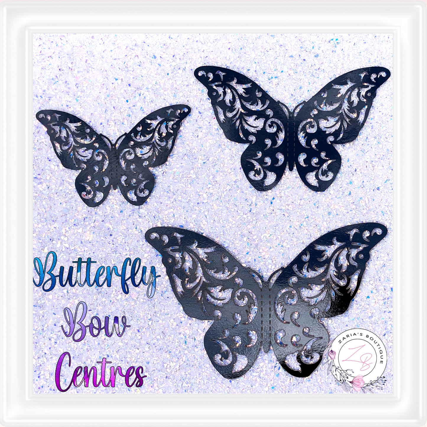 ⋅ Metallic Butterflies ⋅ Black ⋅ 3D Bow Embellishment ⋅ Pack of 12 ⋅