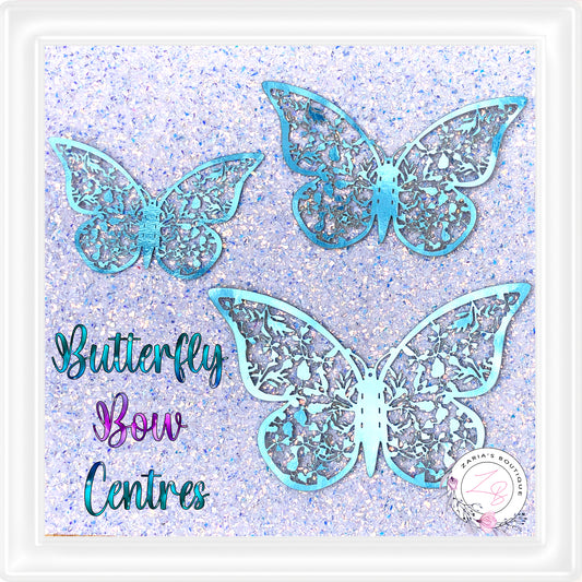 ⋅ Metallic Butterflies ⋅ Blue ⋅ 3D Bow Embellishment ⋅ Pack of 12 ⋅