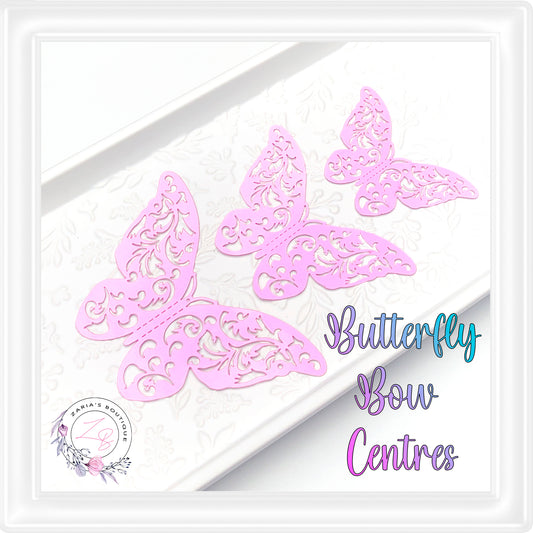 ⋅ Metallic Butterflies ⋅ Pink ⋅ 3D Bow Embellishment ⋅ Pack of 12 ⋅