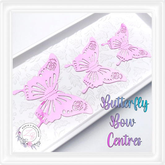 ⋅ Metallic Butterflies ⋅ Pink ⋅ 3D Bow Embellishment ⋅ Pack of 12 ⋅