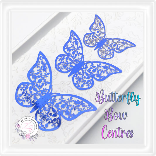⋅ Metallic Butterflies ⋅ Royal Blue ⋅ 3D Bow Embellishment ⋅ Pack of 12 ⋅