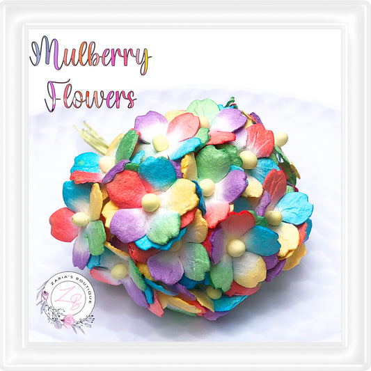 ⋅ Rainbow Bright Sweetheart Blossoms ⋅ Mulberry Flowers ⋅ 10 piece Bunch ⋅
