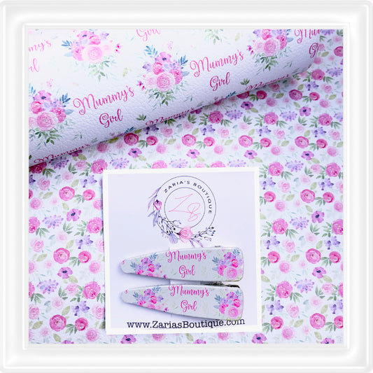 ⋅ EXCLUSIVE ⋅ Mummy's Girl Floral ⋅ Silver ⋅ Premium Hair Clips & Faux Leather ⋅