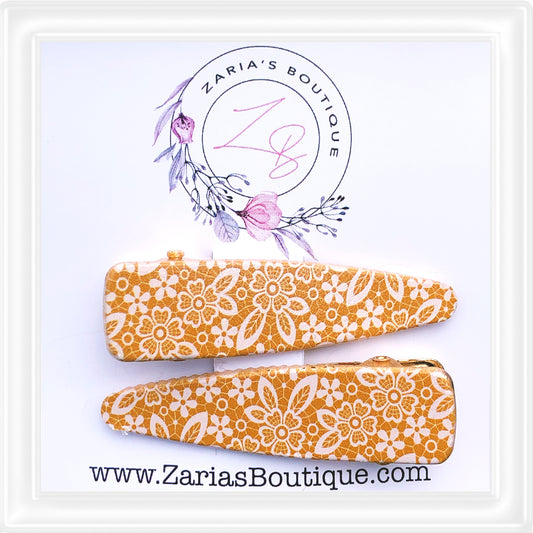 ⋅ EXCLUSIVE ⋅ Mustard Floral⋅ Gold ⋅ Premium Hair Clips ⋅