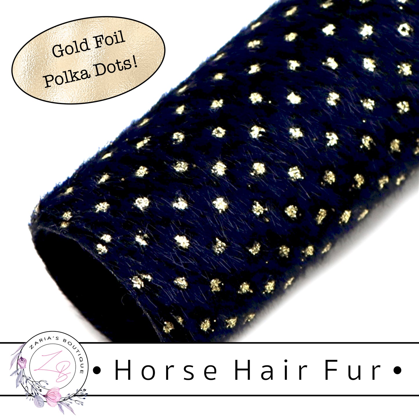 SALE ⋅ Horse Hair Fur ⋅ Gold Foil Polka Dots ⋅ Vegan ⋅  8 Colours ⋅