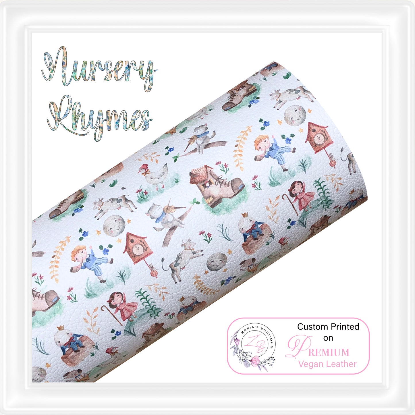 ⋅ Nursery Rhymes ⋅ Custom Printed Premium Vegan Faux Leather ⋅ 