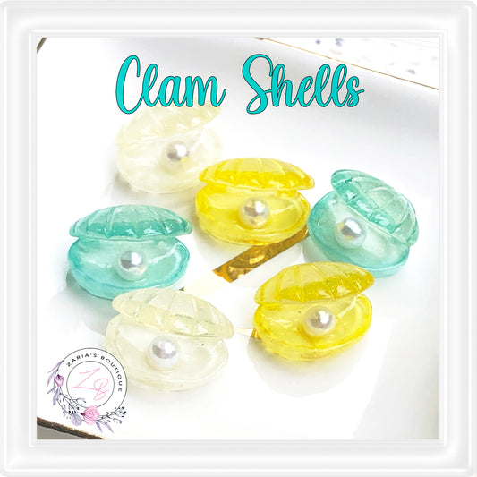 ⋅ CLAM SHELLS ⋅ Flatback Resin Embellishments ⋅ 2 Pieces