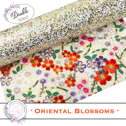 ⋅ Oriental Blossoms ⋅ DOUBLE-SIDED Chunky Glitter Sprinkles & Floral Fabric