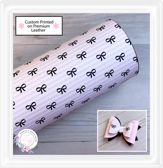 ⋅ Parisian Bows ⋅ Striped Custom Printed Premium Vegan Faux Leather