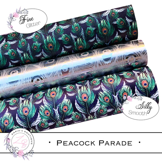 ⋅ Peacock Parade ⋅ Green Silver Navy Blue ⋅ Vegan Faux Leather ⋅