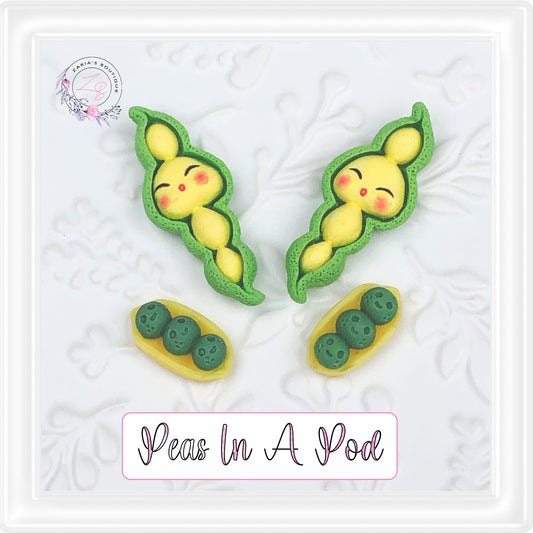 ⋅ Peas In A Pod ⋅ Flatback Cabochon Resin Vegetable Embellishments ⋅ 2 pieces ⋅