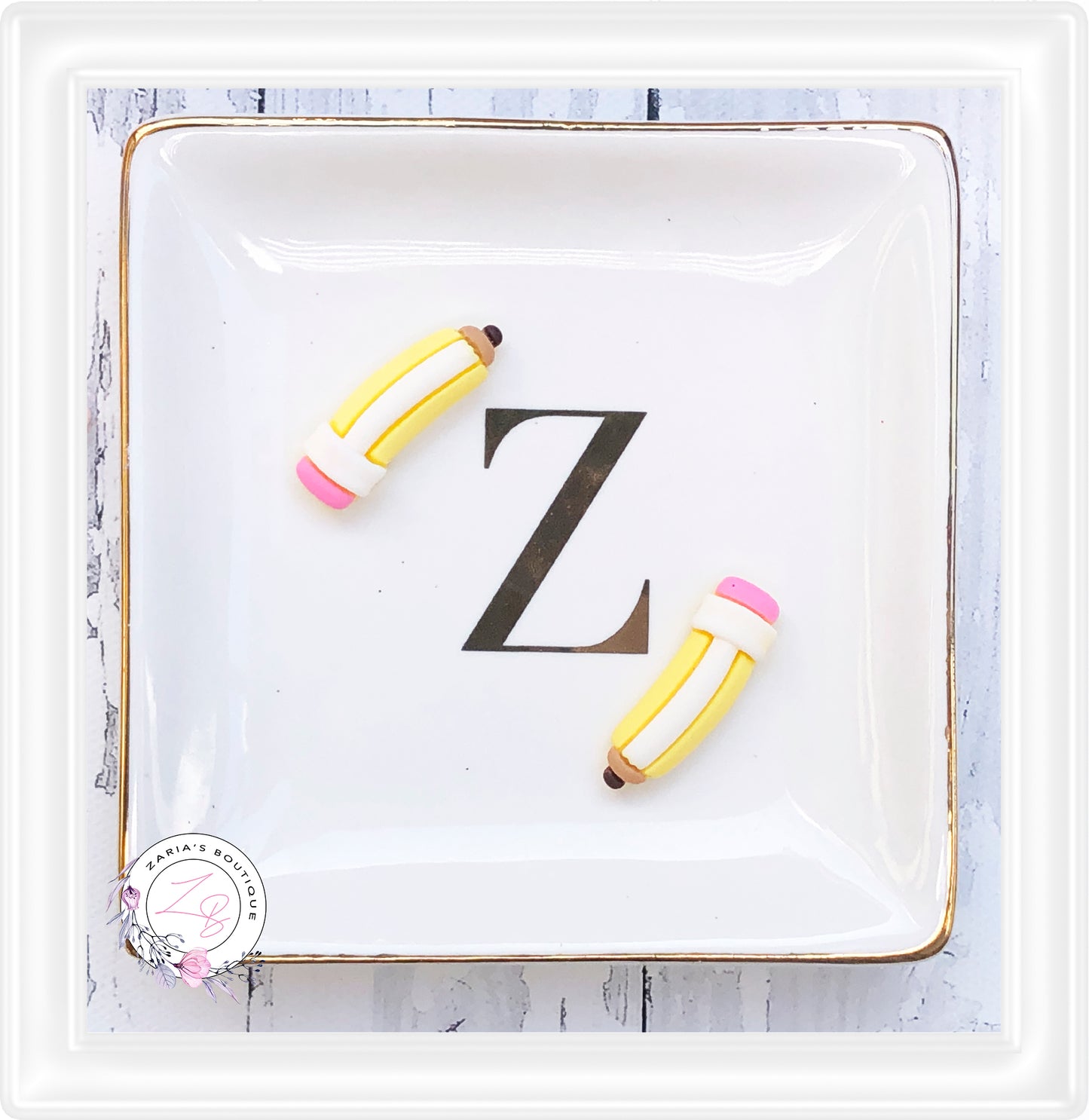 ⋅ School Pencils ⋅ Flatback Resin Cabochon Embellishments ⋅ Pair ⋅