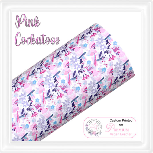 ⋅ Pink Cockatoos ⋅ Custom Printed Premium Vegan Faux Leather ⋅ 