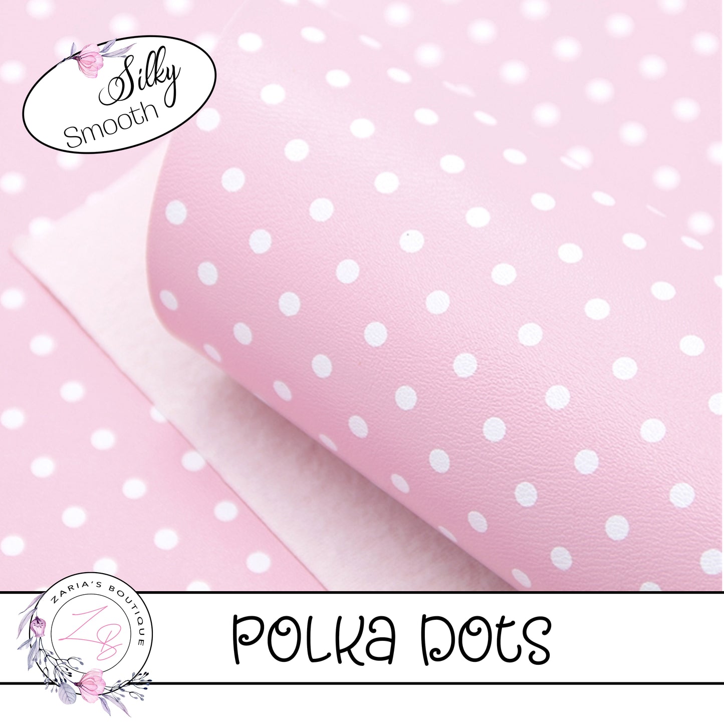 ⋅ Pink & White Polka Dots ⋅ Smooth Vegan Faux Leather