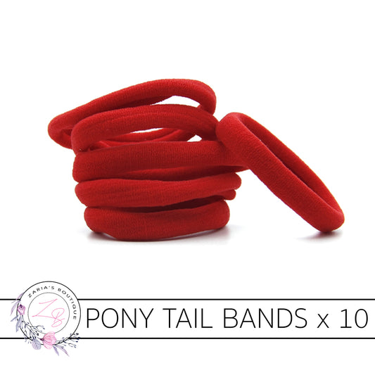 10 Nylon Ponytail Hair Bands ~ Red