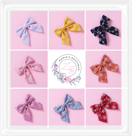 ⋅ Pre-Made Broderie Anglaise Cotton Bows ⋅ 9 Colours