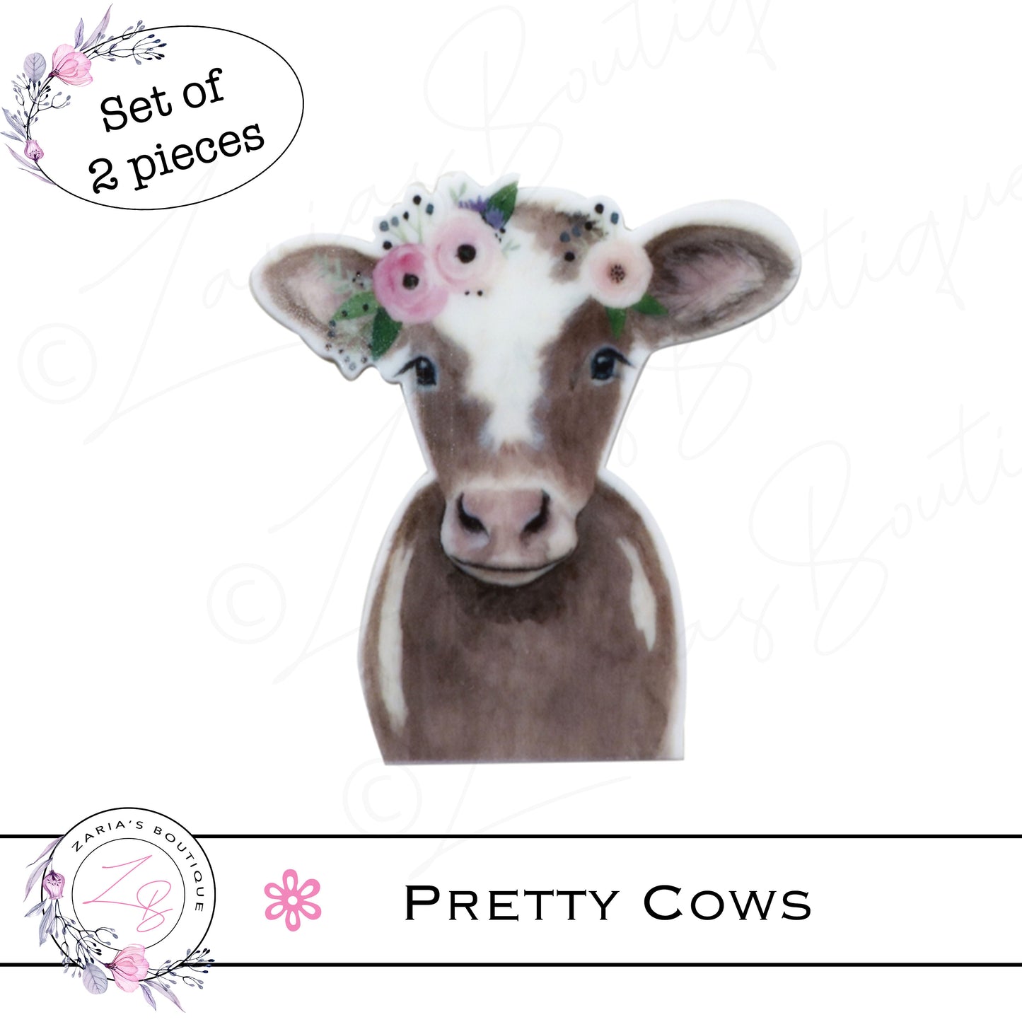 ⋅ Cute Enamel Cow Charms ⋅ Earring Pendant Bow Dangle ⋅ Metal ⋅ 2 Pieces ⋅